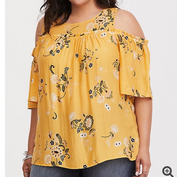 torrid Tops - Floral Gauze Cold Shoulder Blouse